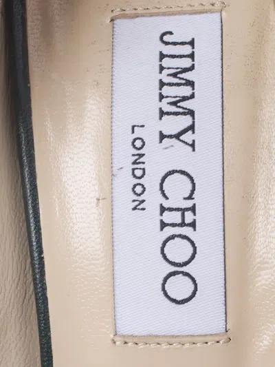 Pre-owned Jimmy Choo 90mm Baxen Leather Wedge Pumps In Green