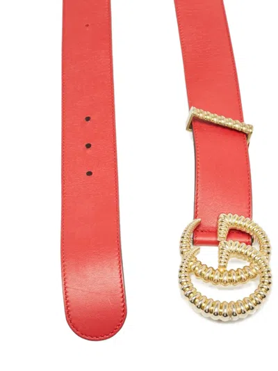 Pre-owned Gucci Leather Gg Buckle Belt
