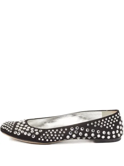Pre-owned Giuseppe Zanotti Vintage  Crystal-embellishment Ballet Flats In Black
