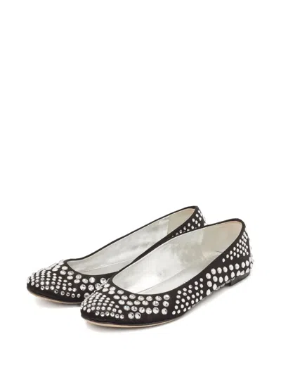 Pre-owned Giuseppe Zanotti Vintage  Crystal-embellishment Ballet Flats In Black