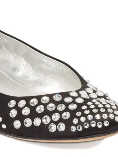 Pre-owned Giuseppe Zanotti Vintage  Crystal-embellishment Ballet Flats In Black