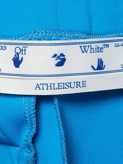 Pre-owned Off-white Logo-tape Side-slit Trousers In Blue