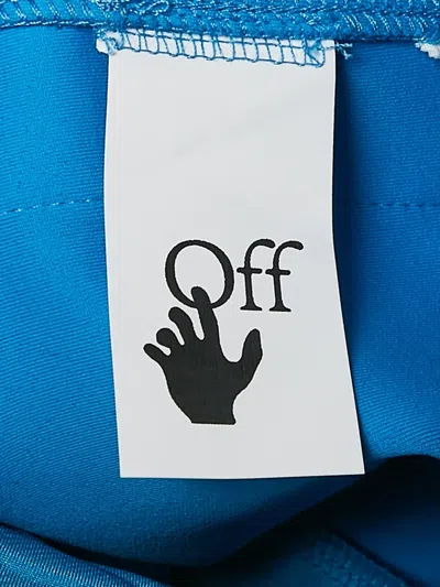 Pre-owned Off-white Logo-tape Side-slit Trousers In Blue