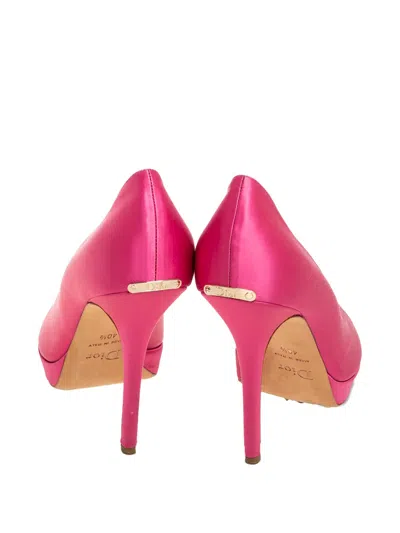 Pre-owned Dior 105mm Miss  Satin Peep-toe Platform Pumps In Pink