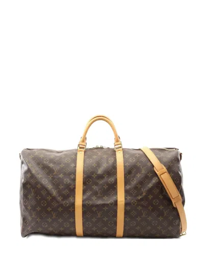 Pre-owned Louis Vuitton 2000 Keepall Bandouliere 60 Tote Bag In Brown