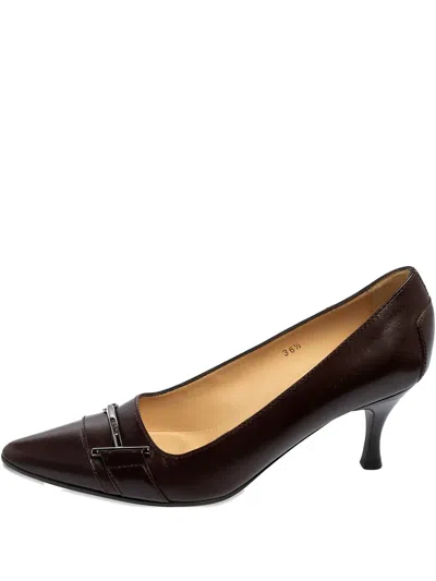 Pre-owned Tod's Vintage 70mm  Logo-detail Pumps In Brown