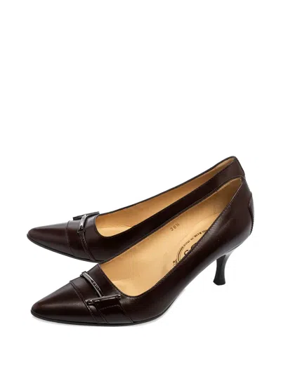Pre-owned Tod's Vintage 70mm  Logo-detail Pumps In Brown