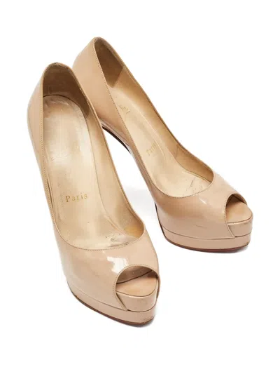 Pre-owned Christian Louboutin 130mm Altadama Patent-leather Peep-toe Pumps