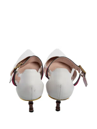 Pre-owned Gucci 55mm Unia Pointed-toe Pumps In White