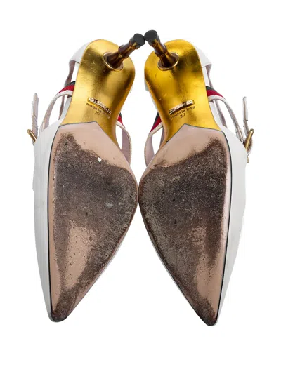 Pre-owned Gucci 55mm Unia Pointed-toe Pumps In White