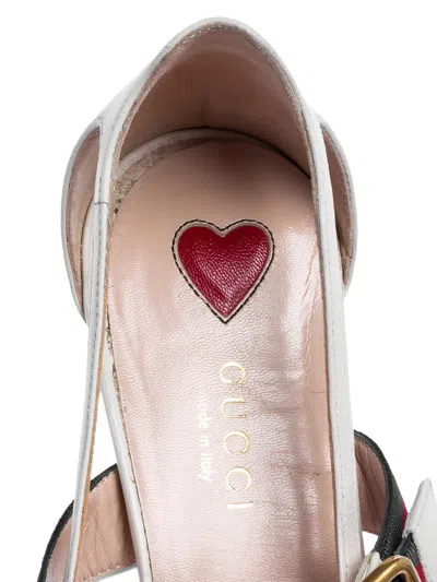 Pre-owned Gucci 55mm Unia Pointed-toe Pumps In White