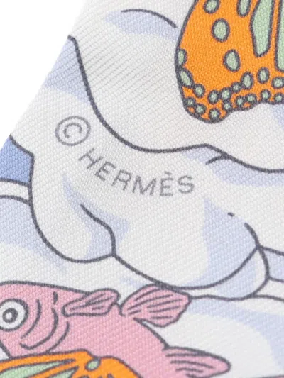 Pre-owned Hermes 2020s Sur Mon Nuage Twilly Scarf In Black