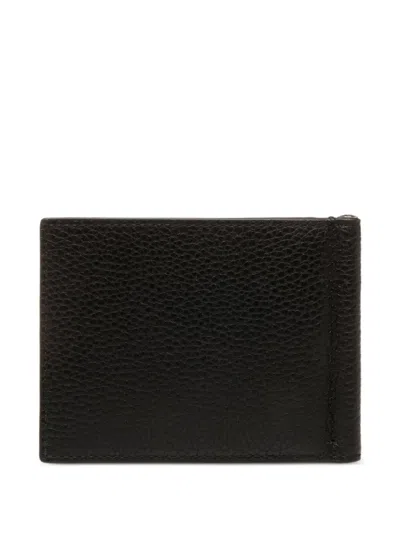 Bally Embossed Leather Money Clip Wallet In Black