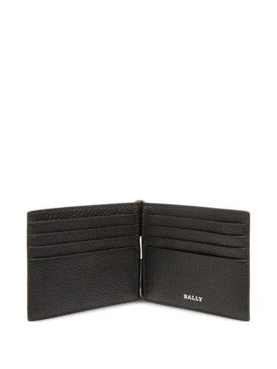 Bally Embossed Leather Money Clip Wallet In Black