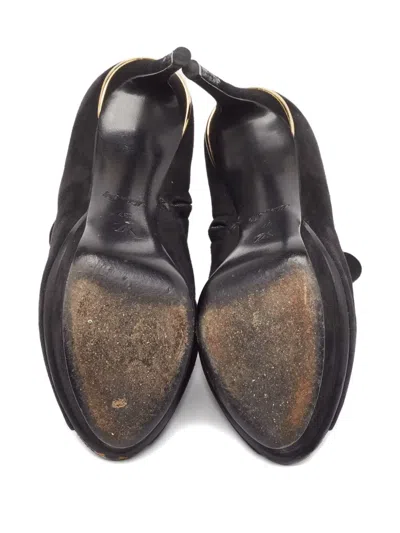 Pre-owned Louis Vuitton 120mm Suede Platform Peep-toe Ankle Boots