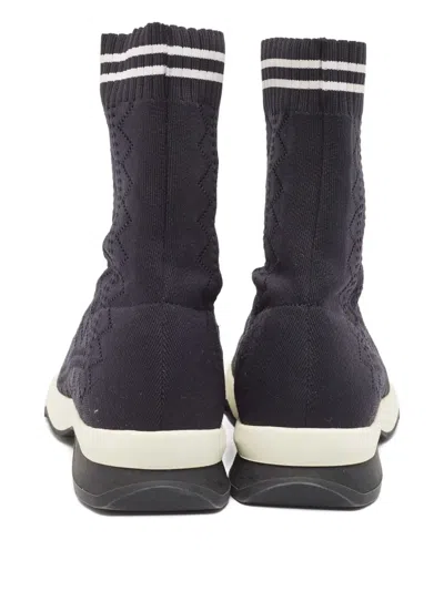 Pre-owned Fendi Lace-up Knitted Sneakers In Black