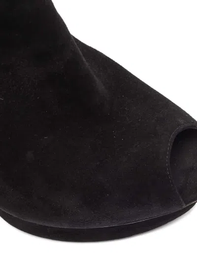 Pre-owned Louis Vuitton 120mm Suede Platform Peep-toe Ankle Boots