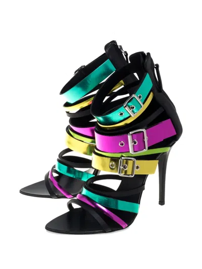 Pre-owned Giuseppe Zanotti Vintage 120mm Buckle Cage Sandals In Yellow