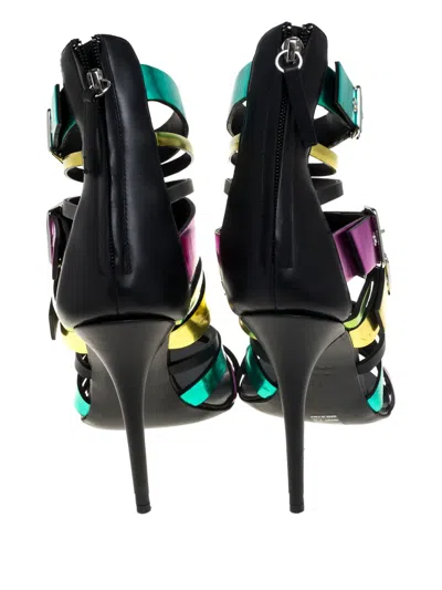 Pre-owned Giuseppe Zanotti Vintage 120mm Buckle Cage Sandals In Yellow