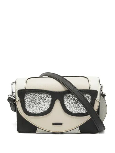 Pre-owned Karl Lagerfeld Vintage  K/kocktail Face Glitter Rectangle Cross Body Bag In Neutral