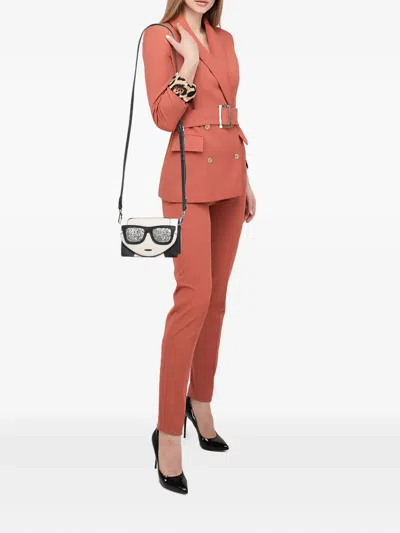 Pre-owned Karl Lagerfeld Vintage  K/kocktail Face Glitter Rectangle Cross Body Bag In Neutral