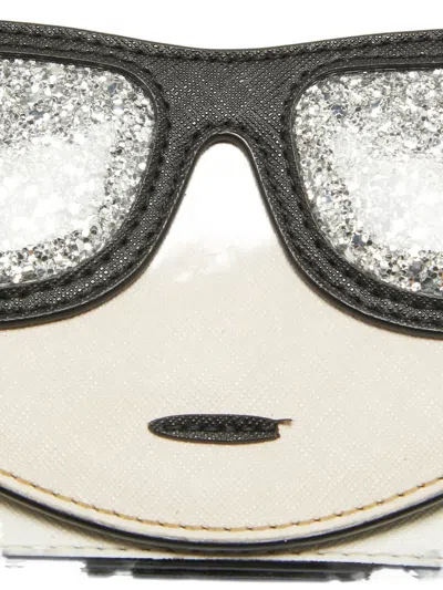 Pre-owned Karl Lagerfeld Vintage  K/kocktail Face Glitter Rectangle Cross Body Bag In Neutral