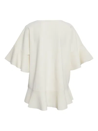 Pre-owned Valentino Ruffled Peplum Top In White