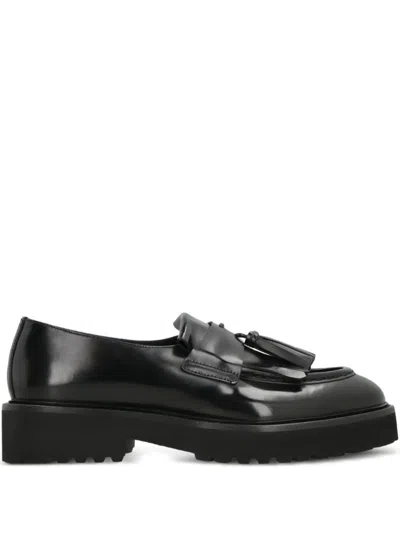 Doucal's Leather Tassel-penny Loafers In Black
