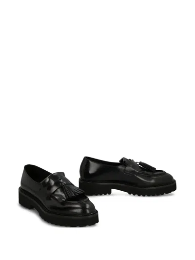 Doucal's Leather Tassel-penny Loafers In Black