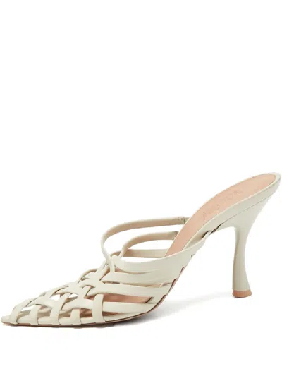 Pre-owned Malone Souliers 2024 90mm Woven Mules In Neutral