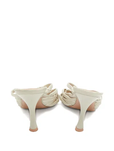Pre-owned Malone Souliers 2024 90mm Woven Mules In Neutral