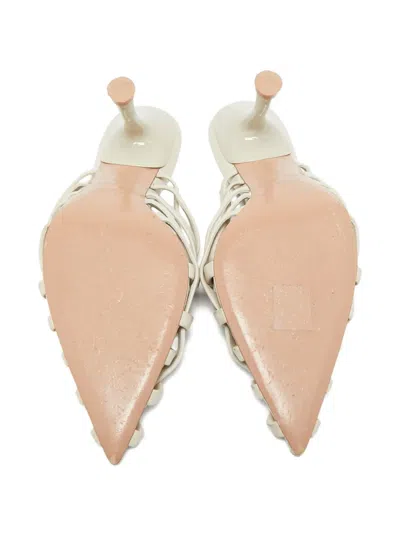 Pre-owned Malone Souliers 2024 90mm Woven Mules In Neutral
