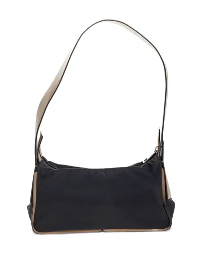 Pre-owned Bally Vintage Leather Trim Shoulder Bag In Black