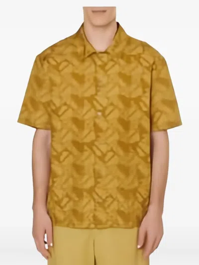Moncler Short-sleeve Geometric-pattern Shirt In Black