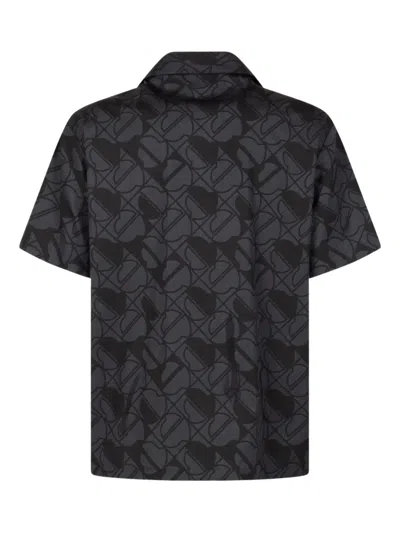 Moncler Short-sleeve Geometric-pattern Shirt In Black