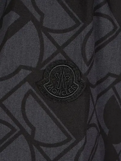 Moncler Short-sleeve Geometric-pattern Shirt In Black