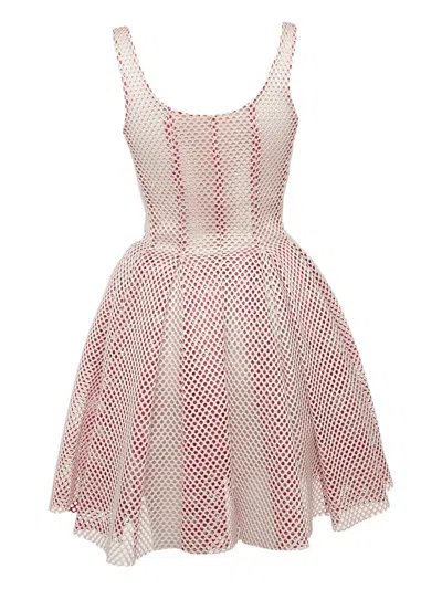 Pre-owned Maje  Mesh-panel Zip Mini Dress In White