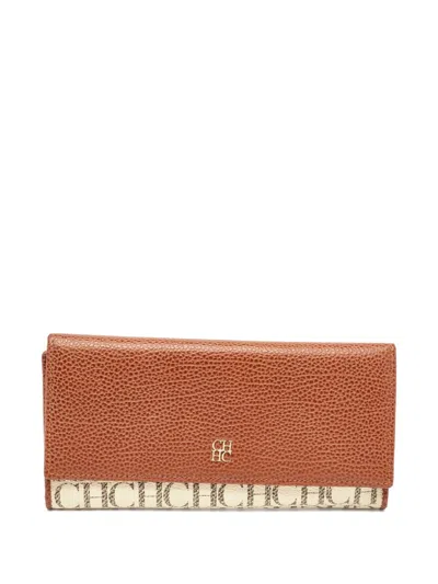 Pre-owned Carolina Herrera  Monogram Leather Continental Wallet