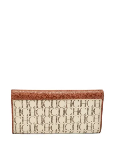 Pre-owned Carolina Herrera  Monogram Leather Continental Wallet