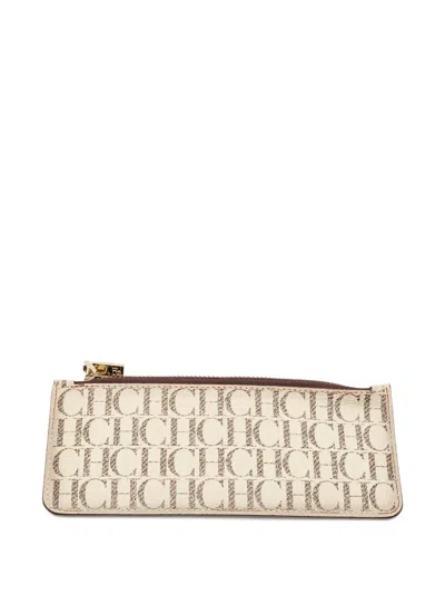 Pre-owned Carolina Herrera  Monogram Leather Continental Wallet