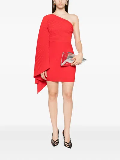 Solace London One-shoulder Mini Dress In Red
