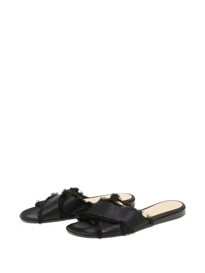 Pre-owned Gianvito Rossi  Barth Criss-cross Slides In Black