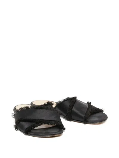 Pre-owned Gianvito Rossi  Barth Criss-cross Slides In Black