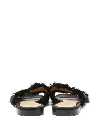 Pre-owned Gianvito Rossi  Barth Criss-cross Slides In Black