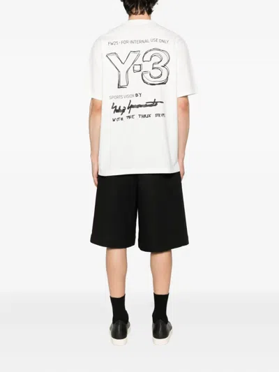 Y-3 Crewneck Graphic Print Oversize Short Sleeve T-shirt In White