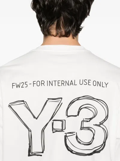 Y-3 Crewneck Graphic Print Oversize Short Sleeve T-shirt In White