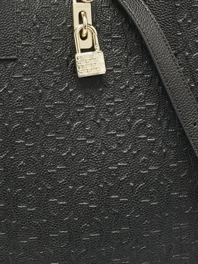 Pre-owned Aigner Vintage  Embossed-lock Tote Bag In Black