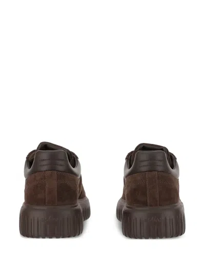 Hogan Brown Suede Sneakers With Padded Collar In Brown
