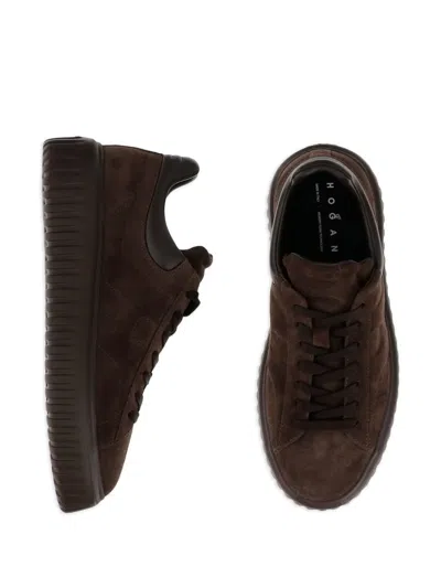 Hogan Brown Suede Sneakers With Padded Collar In Brown