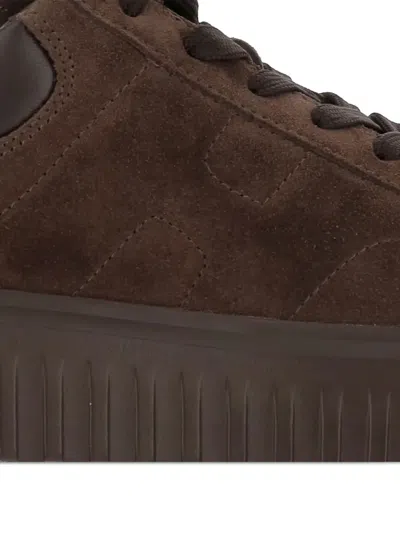 Hogan Brown Suede Sneakers With Padded Collar In Brown